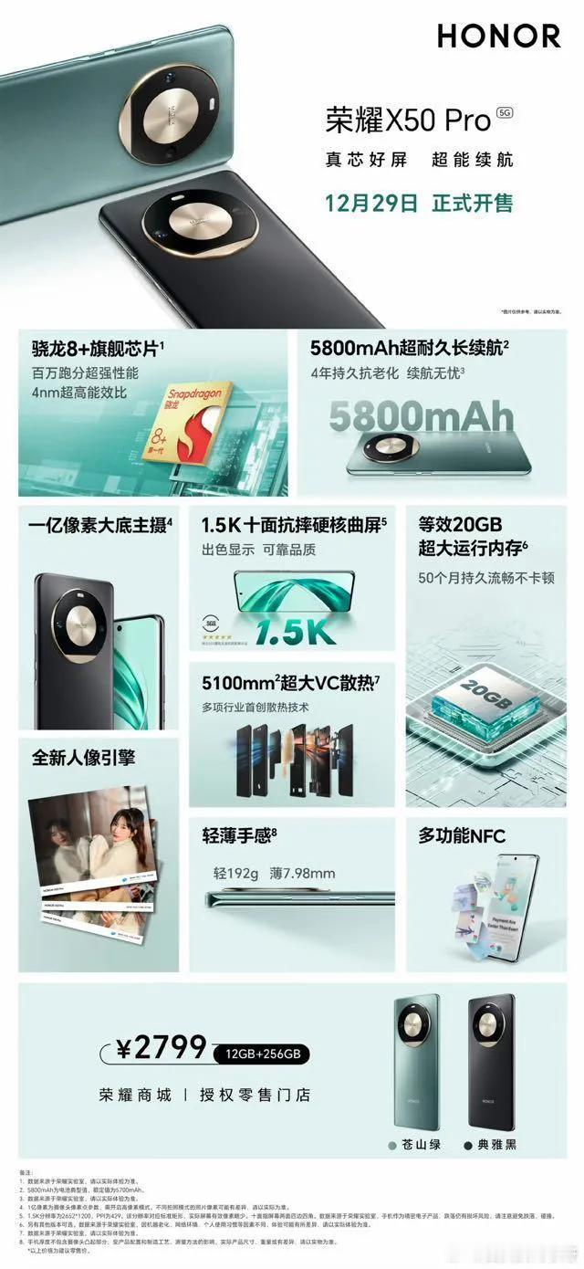 荣耀X50 Pro的这个海报价格是不是P的？12+256GB居然2799元，这不