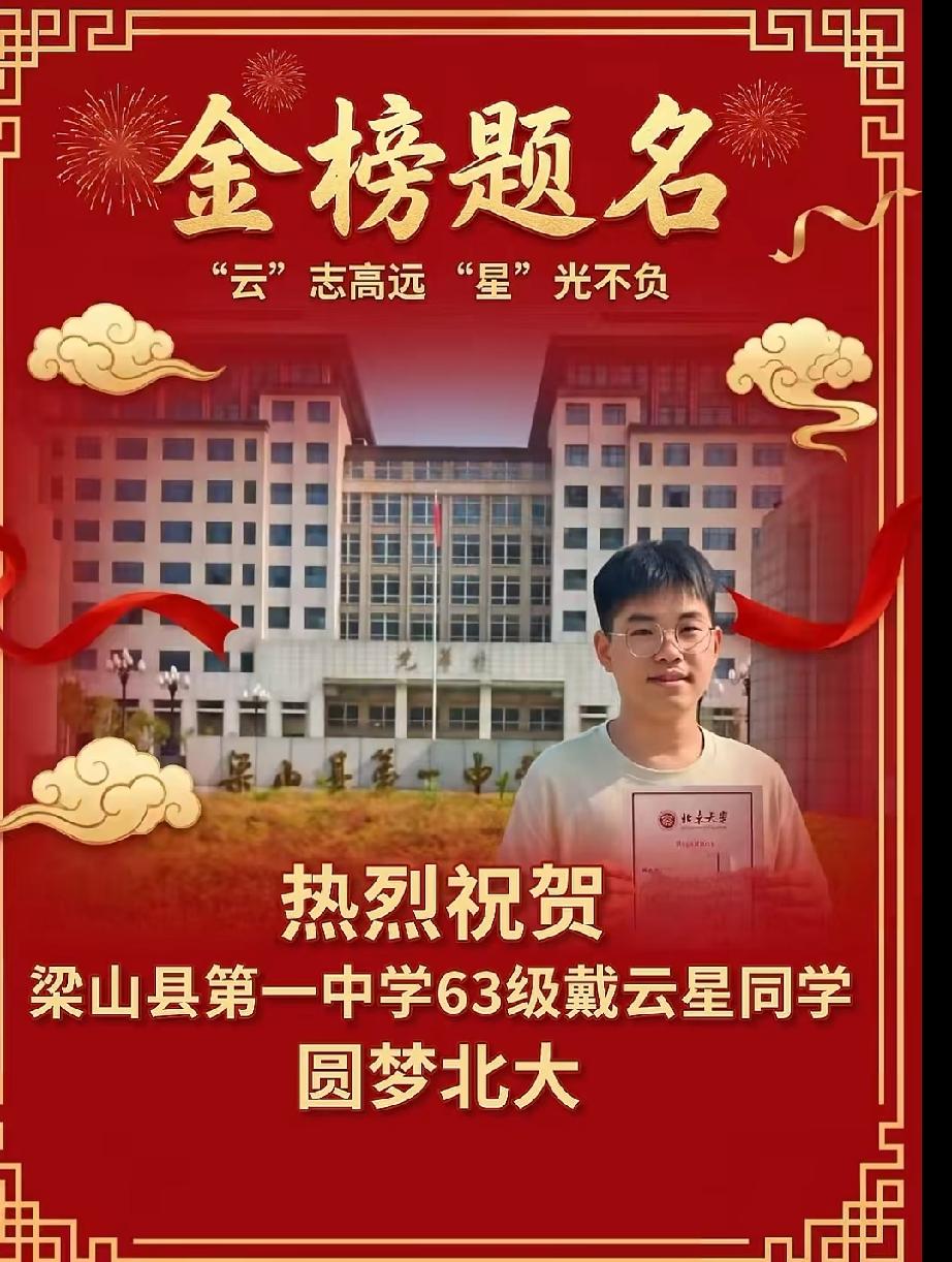 热烈祝贺梁山一中戴梦星同学圆梦北大