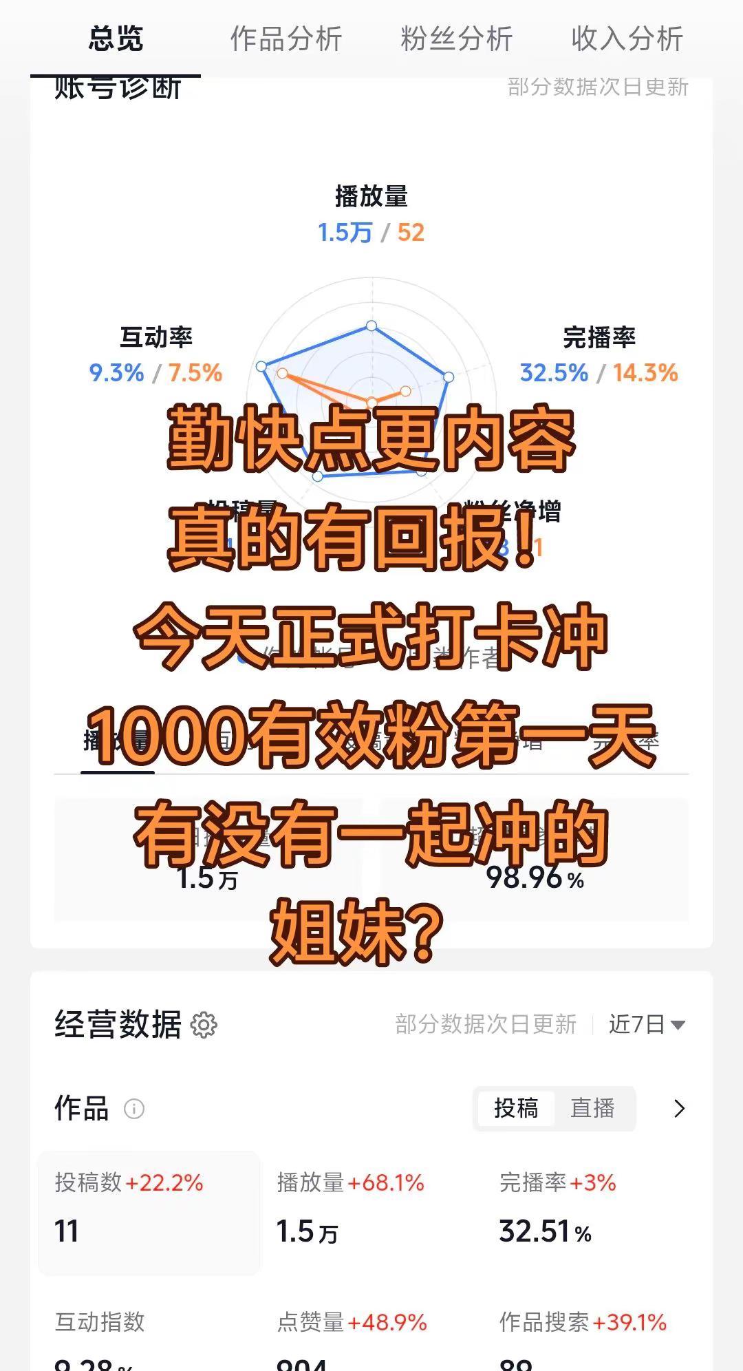 现在正朝着1000有效粉丝冲，有没有一起的姐妹呀？情绪音乐玩法新风向