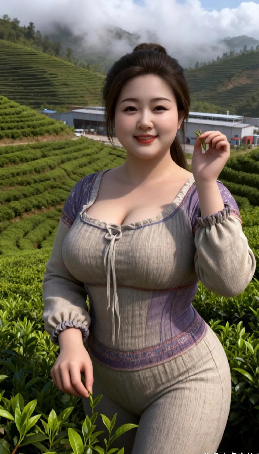 摘茶叶的姑娘，清新自然，元气满满！🌿😊