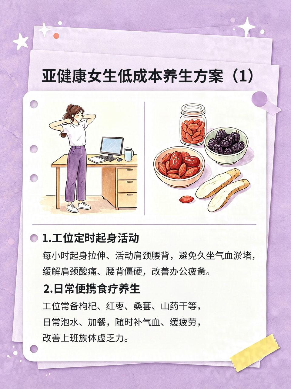 上班族女生亚健康自救，低成本养生方案
久坐上班族女生👩‍💻，大多面临肩颈僵硬