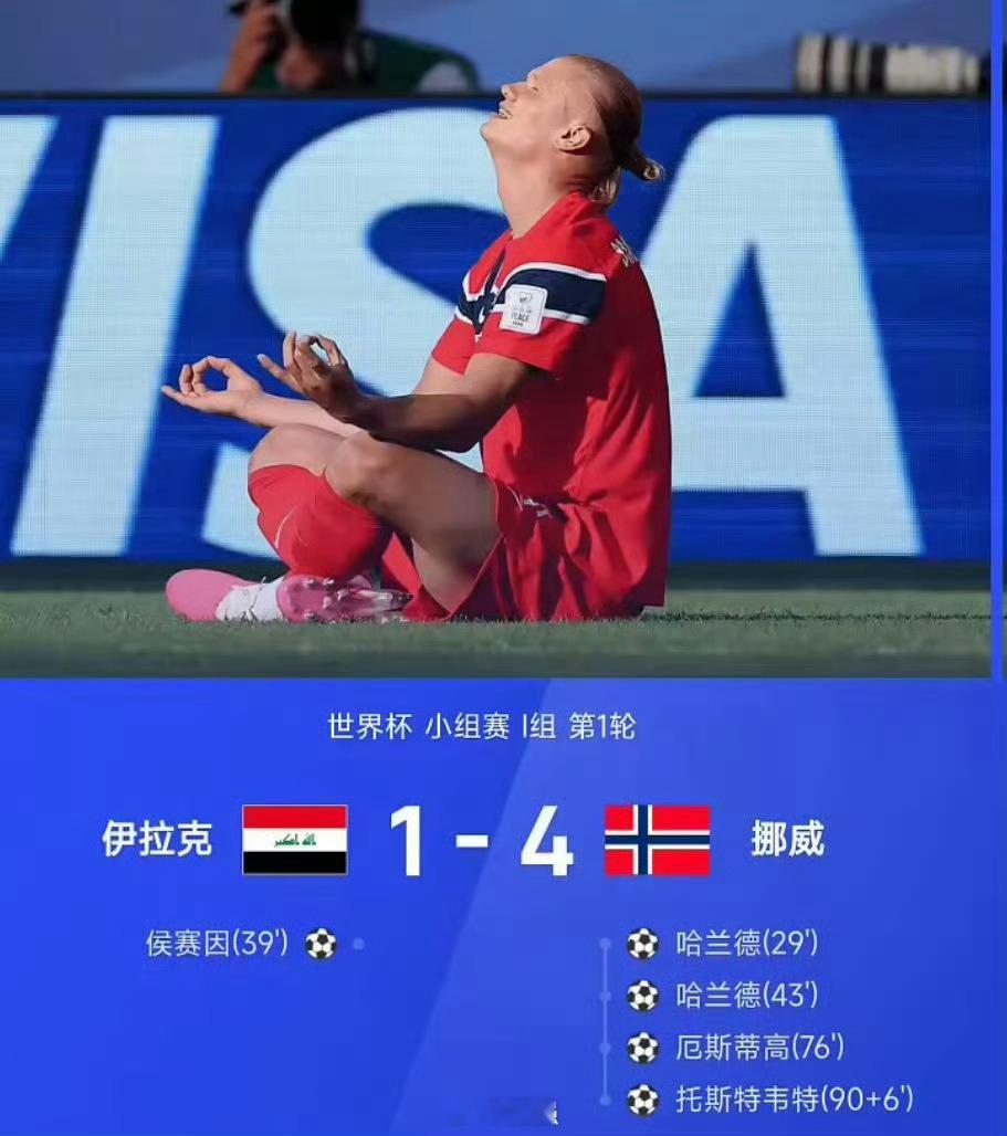 伊拉克1比4挪威世界杯 哈兰德梅开二度，挪威大胜取得开门红！亚洲球队不败纪录被破