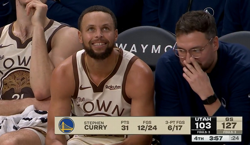 爵士只打了一节好球，背靠背负于勇士，勇士结束三连败仍居西部第八。 