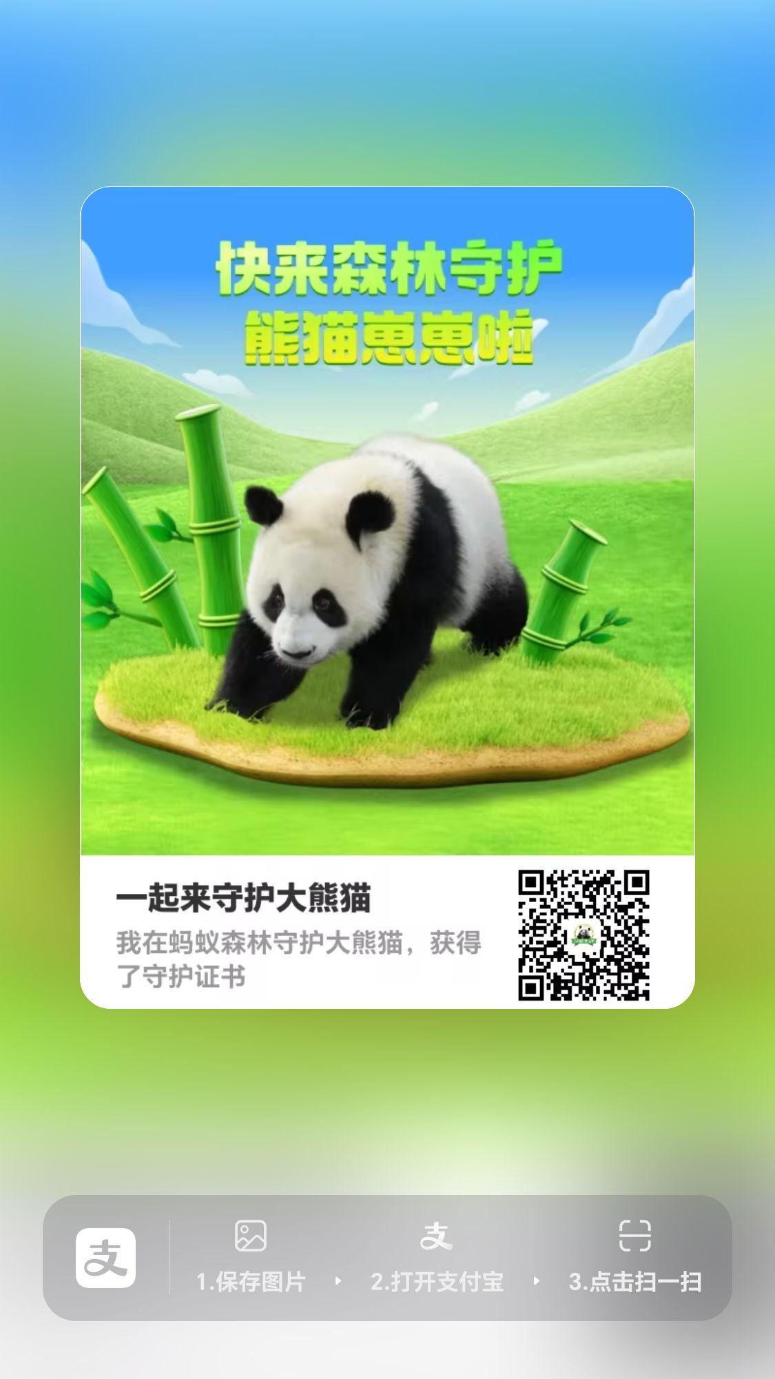 这个是我为国家做的贡献，
也是给我和大家做的
保护环境

守护熊猫，
从我你他做