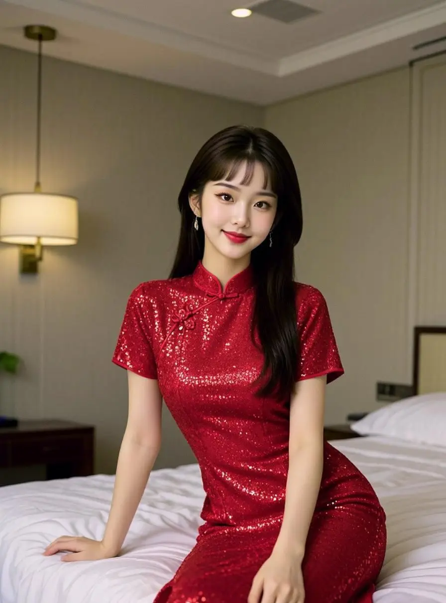 AI红裙纯欲少女