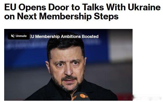 彭博社消息：欧盟将在未来几周内启动乌克兰入盟谈判“欧盟领导人一致认为启动谈判第一