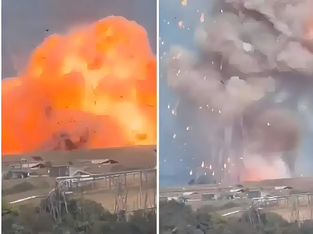 意大利军工厂爆炸腾起巨大蘑菇云爆炸声数公里外可听见，房屋明显震动，不少居民误以为