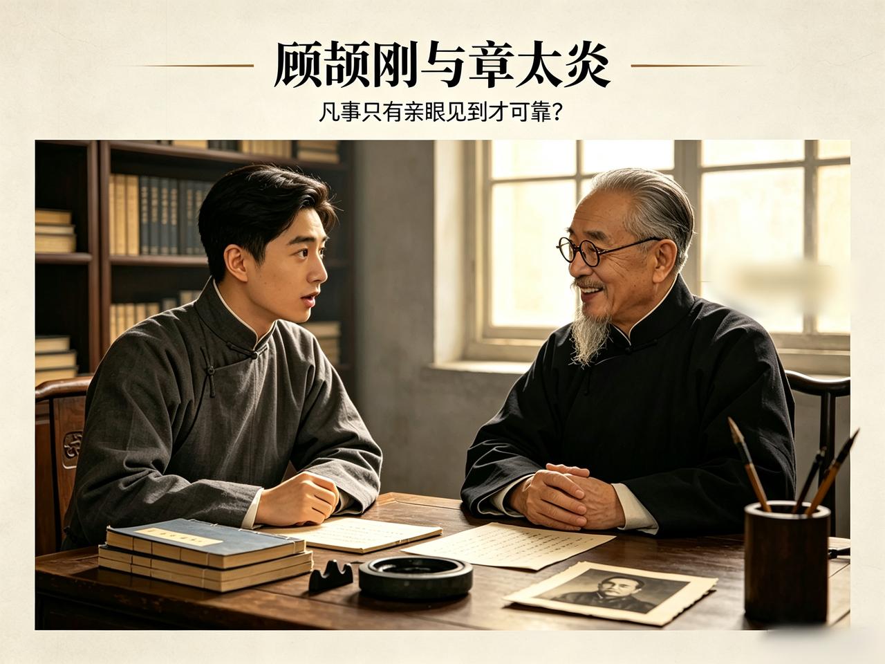 顾颉刚是章太炎的学生，他从欧洲留学回来后，特意去拜访自己的老师章太炎。

与老师