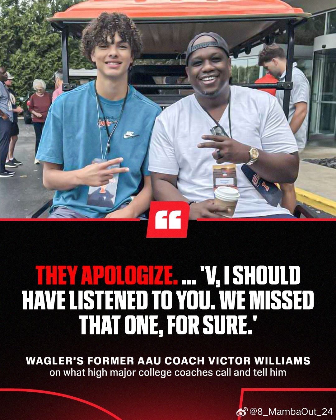 瓦格勒的AAU教练维克多·威廉姆斯透露，当年错过瓦格勒的名校教练们如今打来电话：
