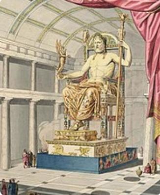 奥林匹亚宙斯神像
奥林匹亚宙斯神像，作为古希腊文化的瑰宝之一，始建于公元前457