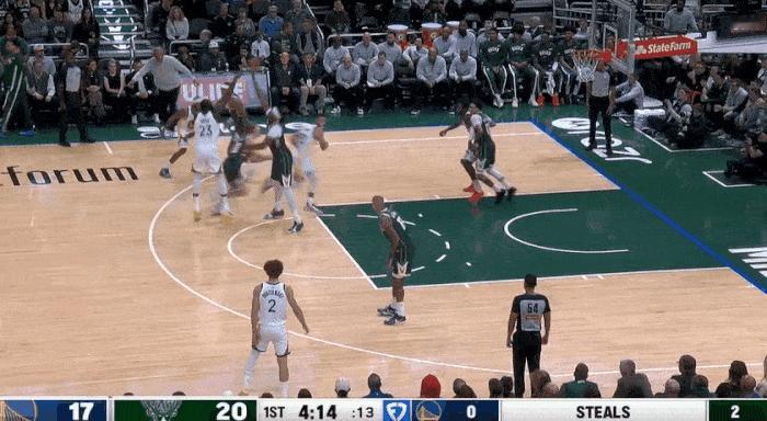 百发百中！今天库明加打得太好了！
在今天NBA常规赛勇士对阵雄鹿的第一节比赛中，