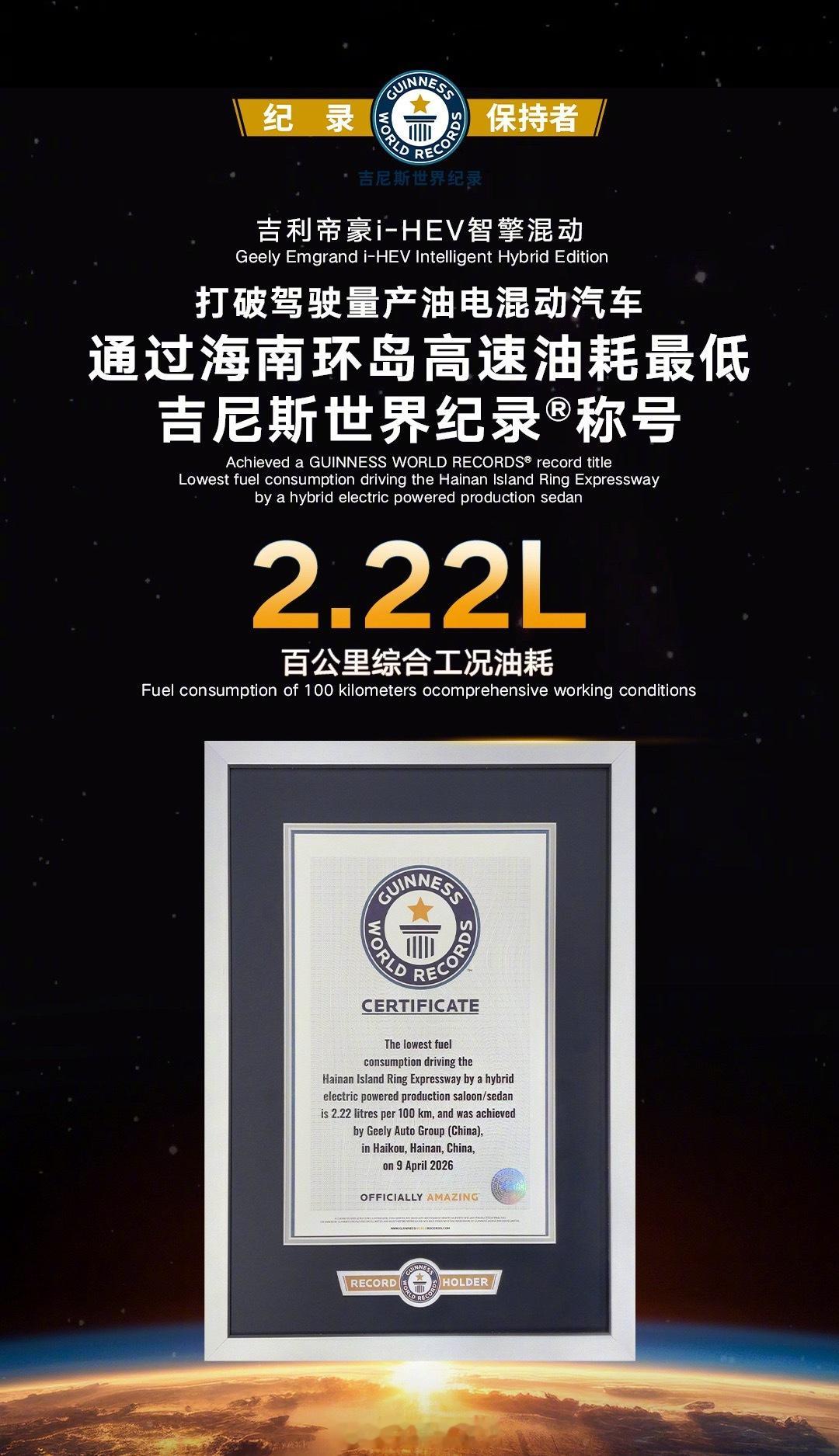 中国混动油耗打破世界纪录太给国产车长脸了！以前省油看合资，现在中国混动直接干破世