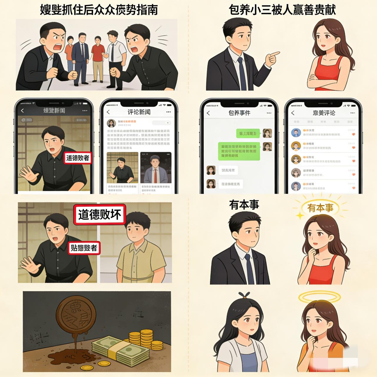 离谱双标！
嫖娼被骂烂，
包养却夸“有本事”？
三观震碎！
 
本该同仇敌忾的两