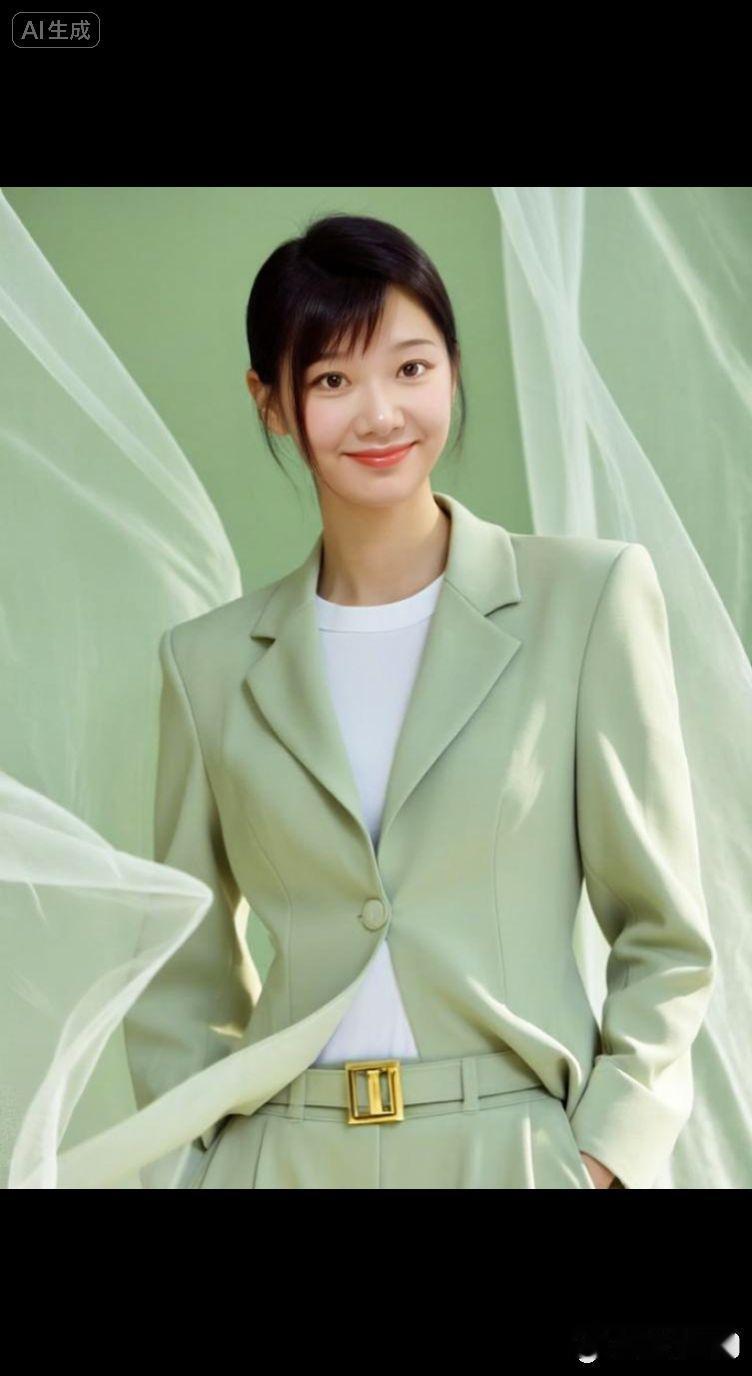 清新职场风真的太绝了！就像浅绿色西装搭配白色内搭，简约又大方，优雅气质直接拉满。