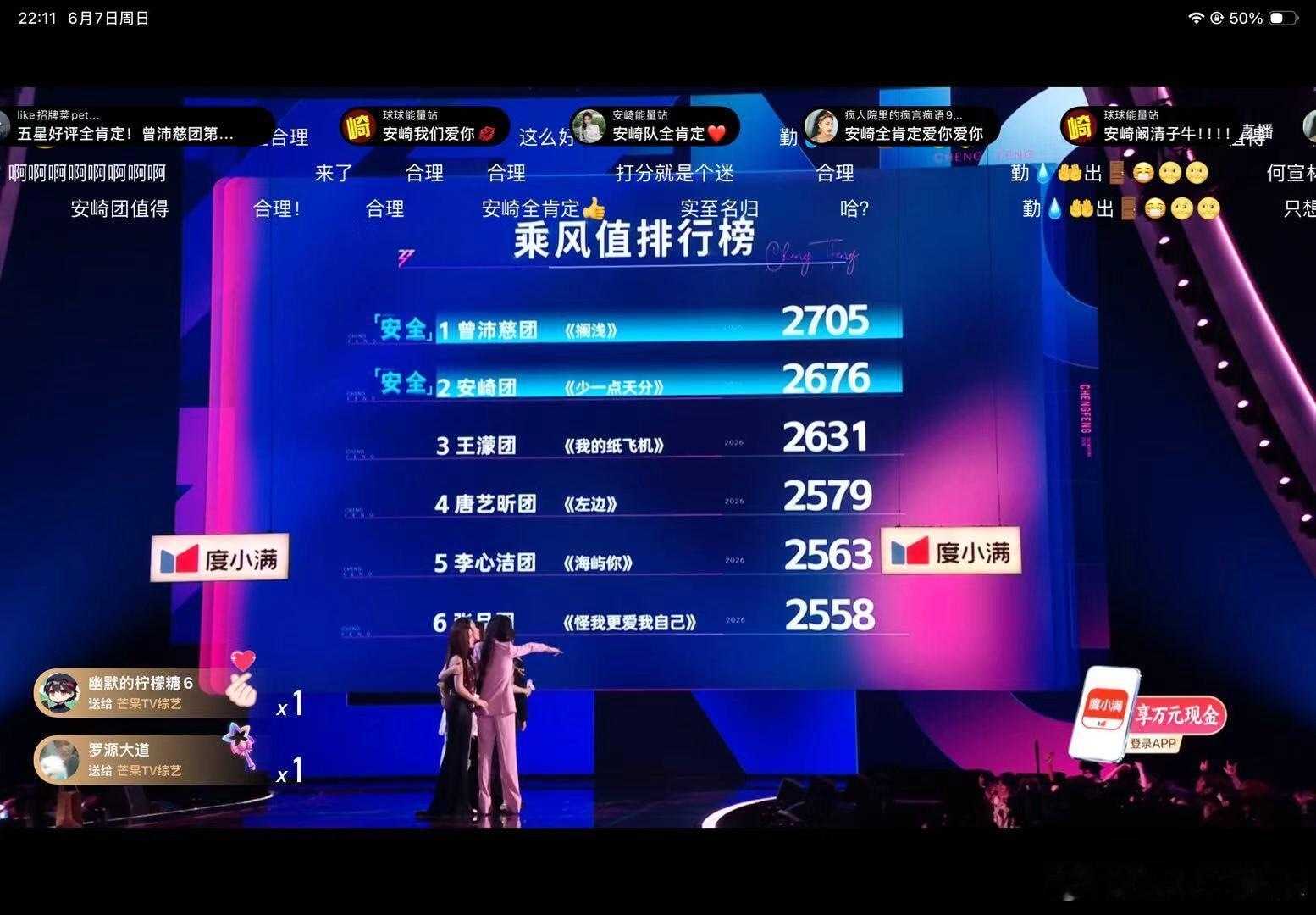 乘风2026四公全排名曾沛慈团，安崎团全员安全 