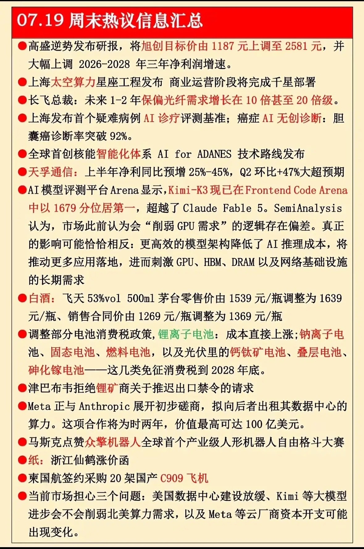 7月19日科技前沿 07.19周末热议信息汇总：AI、新能源、芯片等领域的最新动