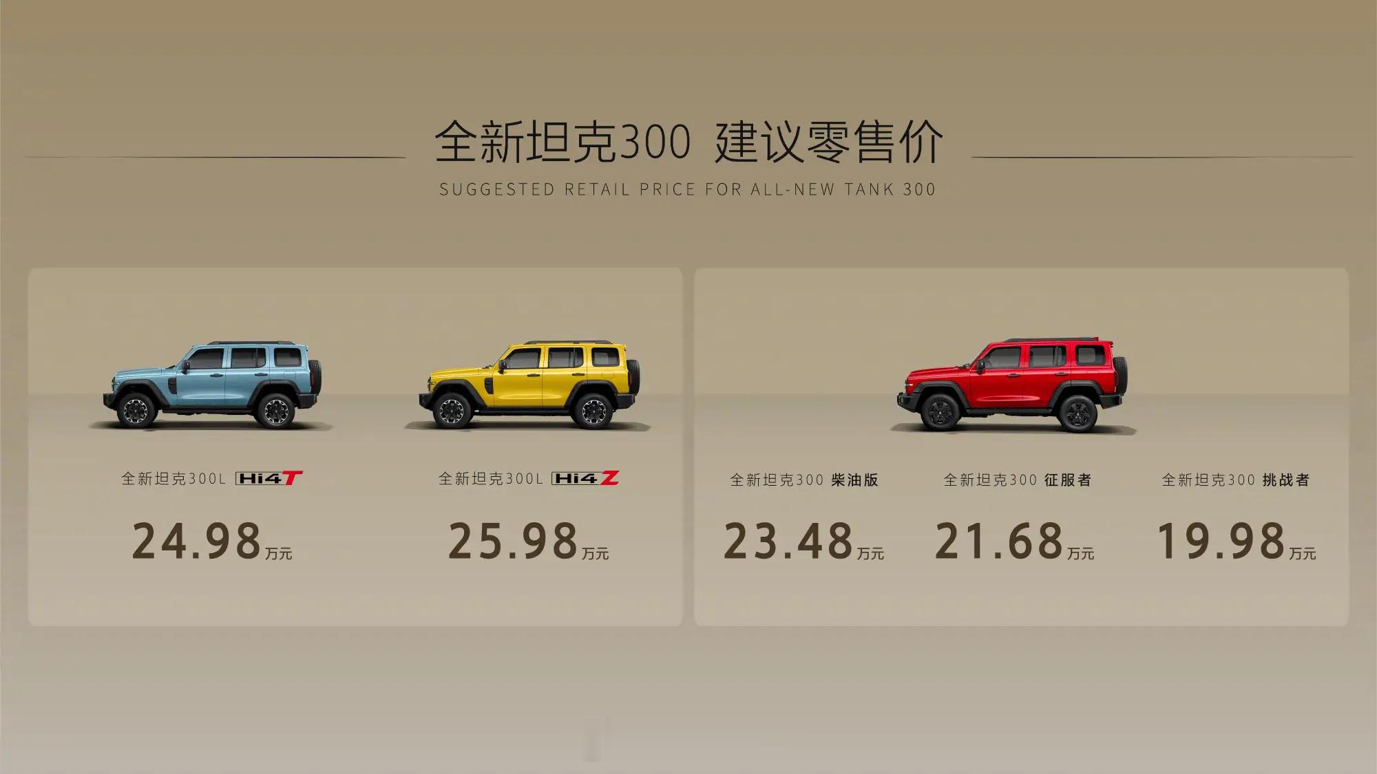 坦克300价格来了 