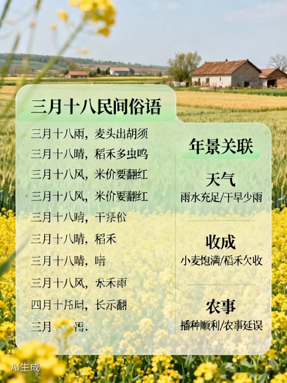 三月十八的民间俗语有
发不发，三月看十八
收不收，就看三月十八
三月怕十八，十八