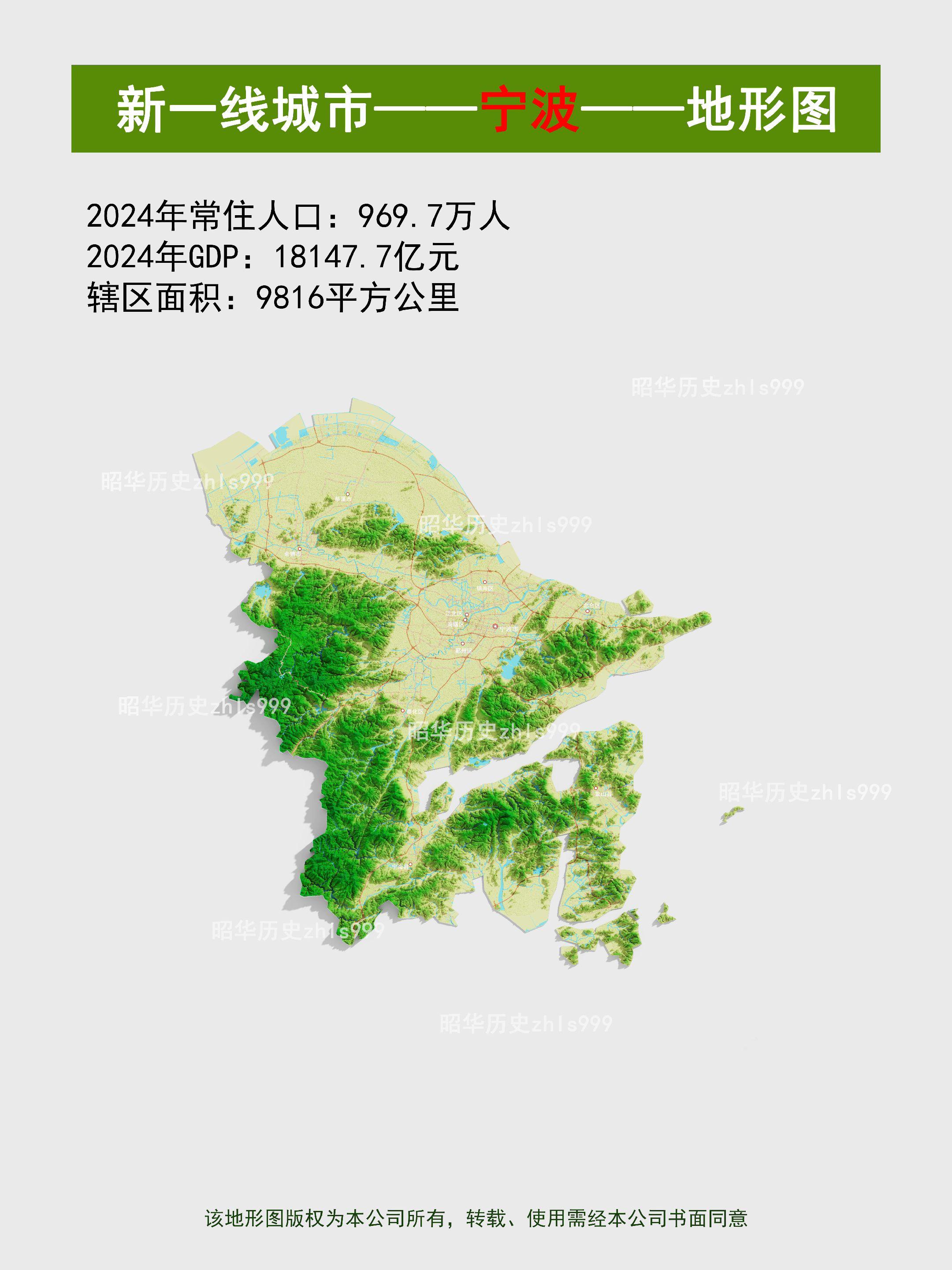 新一线城市——宁波——地形图。