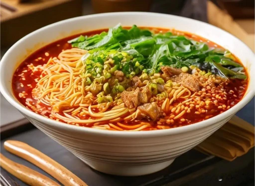 重庆小面的灵魂，就是用猪油熬麻酱料做浇头，又香又辣又麻，吃了很容易上瘾。
不足之