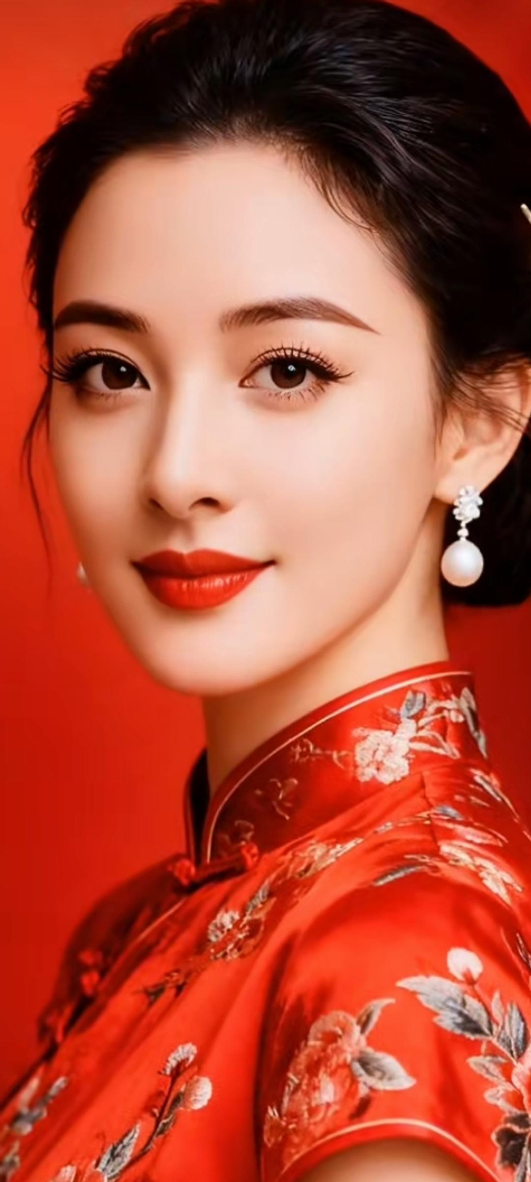 惊艳的东方美人，红衣华服，尽显古典韵味！