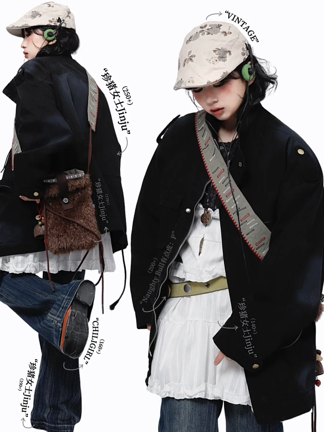 复古工装look🖤*韩系时髦街头少年感~
