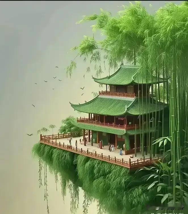 《念奴娇·禅意古寺》

翠峰环绕，古寺隐、禅意盎然林樾。梦幻仙踪，心自静，一树菩