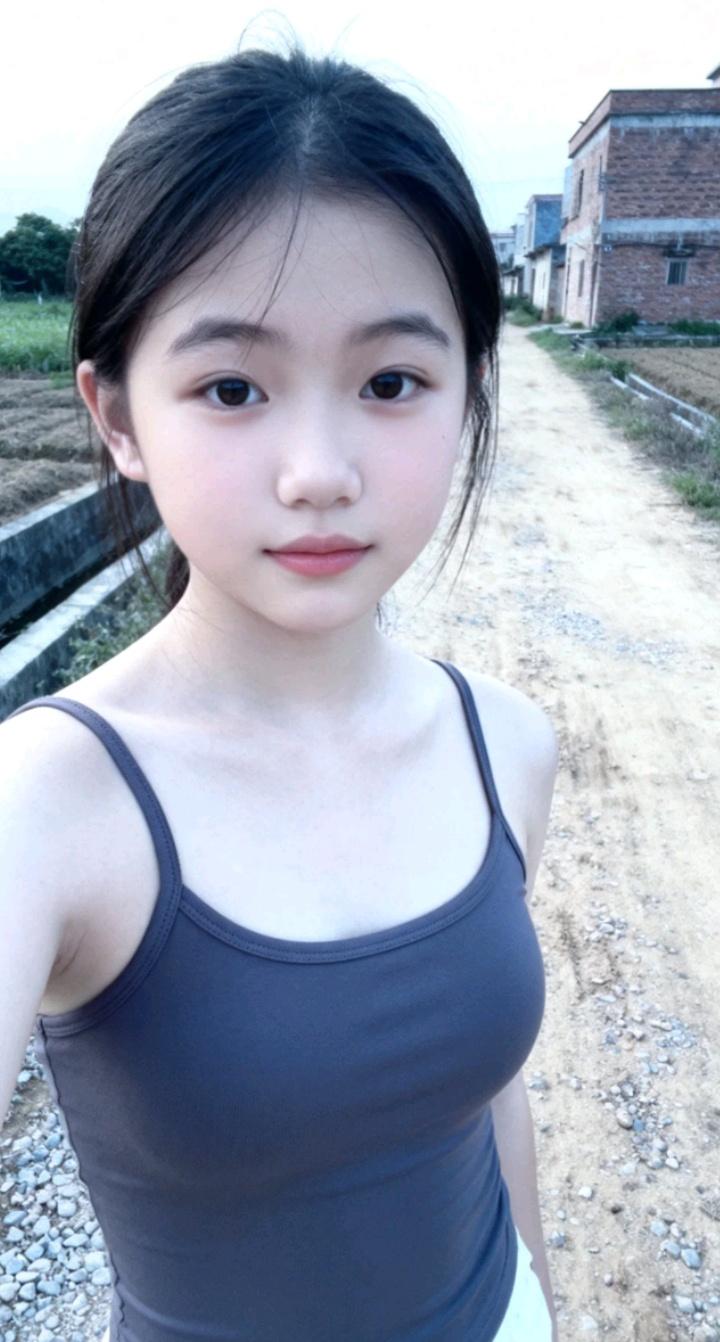 这姑娘在乡间小路上自拍呢。分享最美丽的壁纸图 自拍风景美照 田园自拍风景