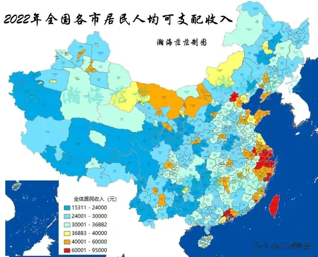 全国各地区人均可支配收入分布图