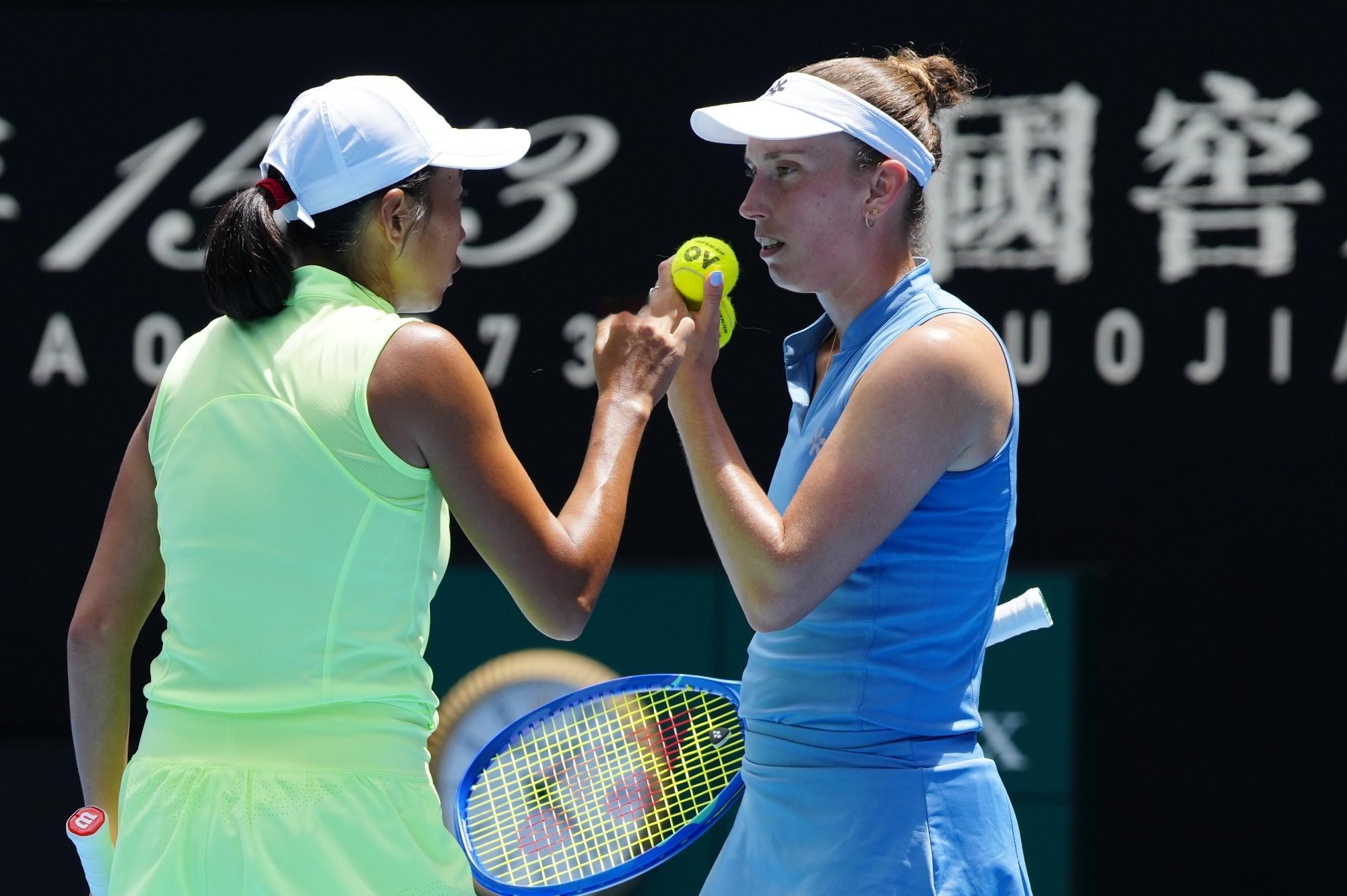 张帅组合夺澳网女双冠军张帅大满贯第三冠 澳网女双决赛，/梅尔滕斯7-6(4)/6