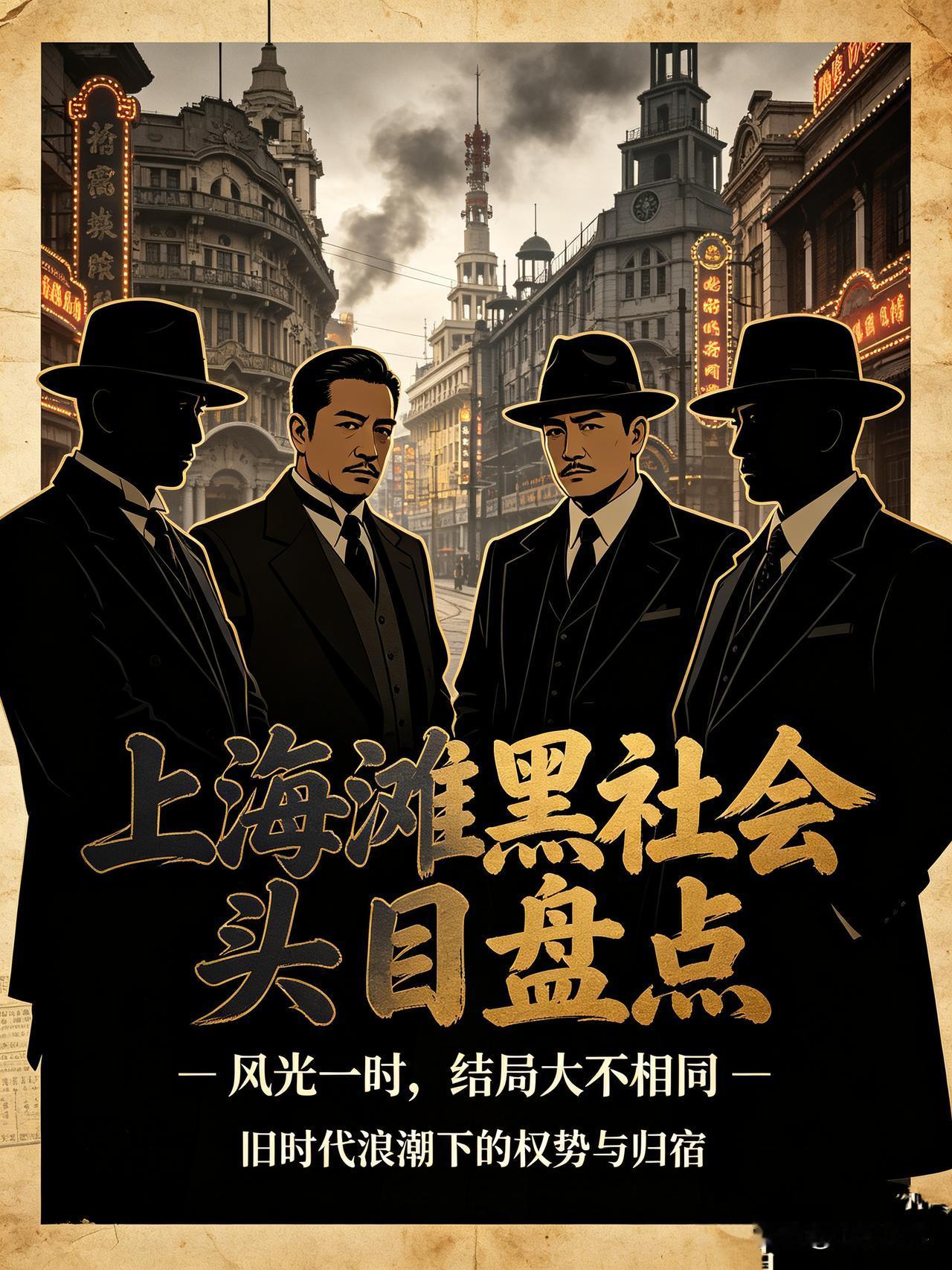 解放前上海滩黑社会头目盘点，风光一时，结局大不相同
 
旧时代的上海滩鱼龙混杂，
