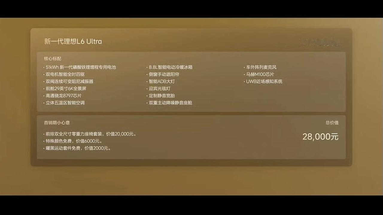 新一代理想 L6 只有一个版本 Ultra，24.98 万元

升级点：
新增多