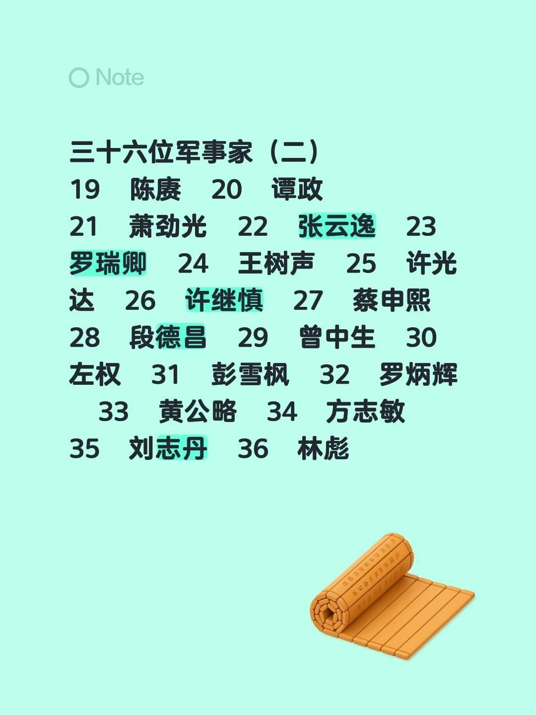 三十六位军事家（二） 19陈赓20谭政 21萧劲光22张云逸23罗瑞卿...