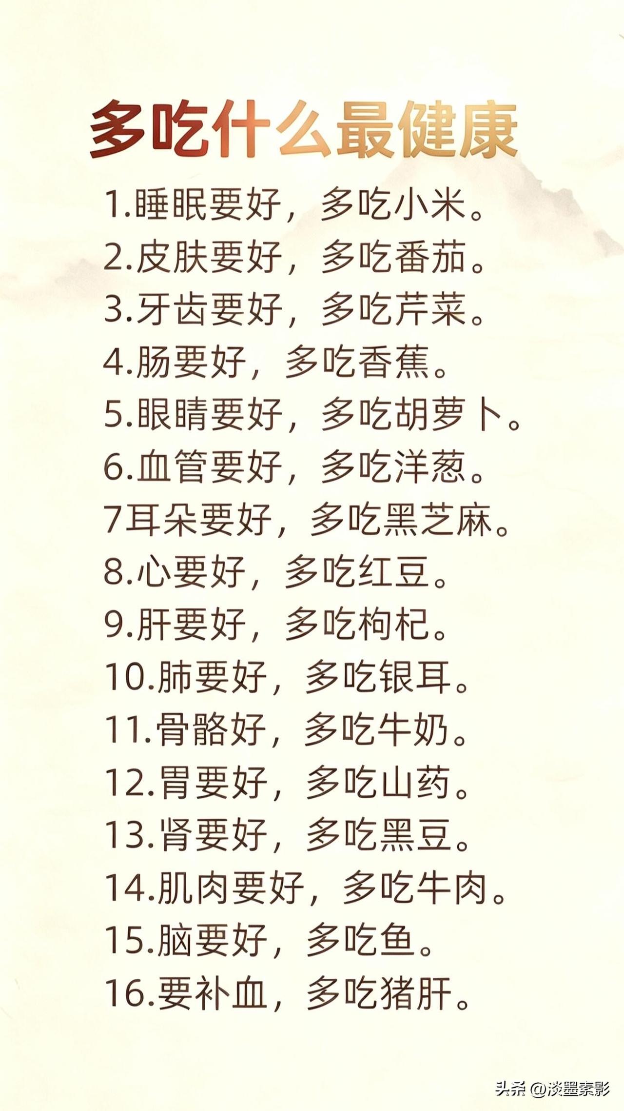 这张图列出了16种健康食物。