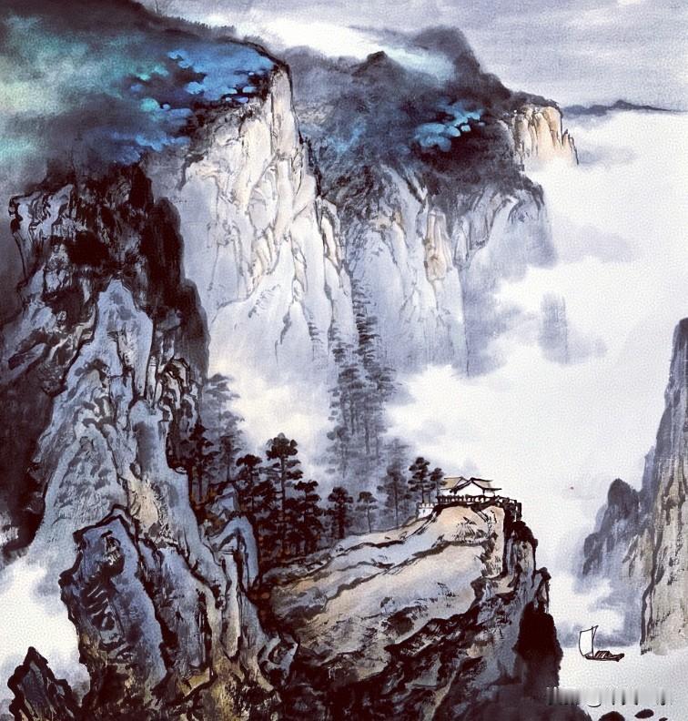 叠嶂凝青黛
烟浮远岫间
流泉鸣石窦
云影落溪湾
[大笑]