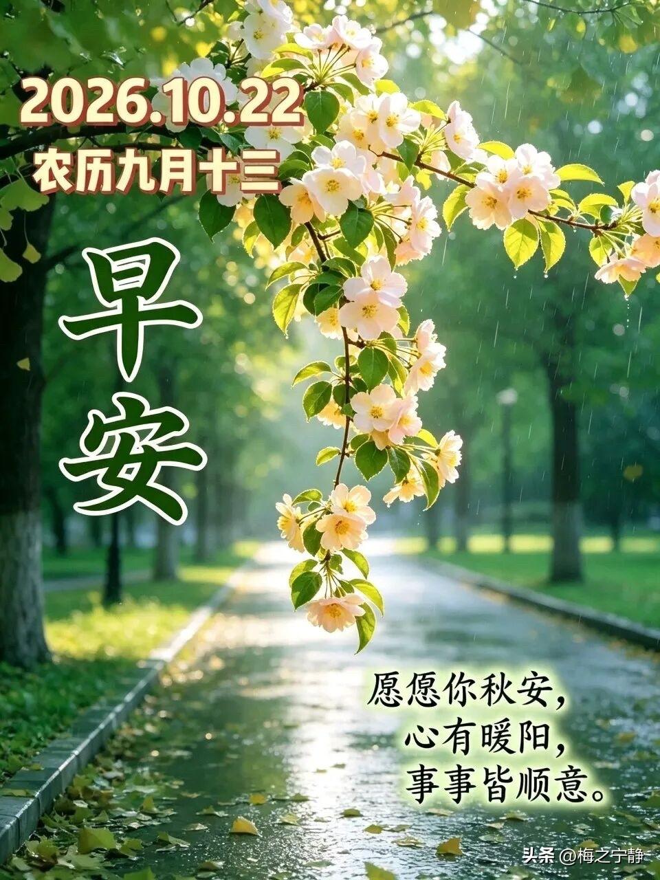 🍂²⁰²⁶/₁₀.₂₂ ᵕ̈ 🌞周四早安｜日子缓缓☕️🍒🍑
秋日的晨光穿
