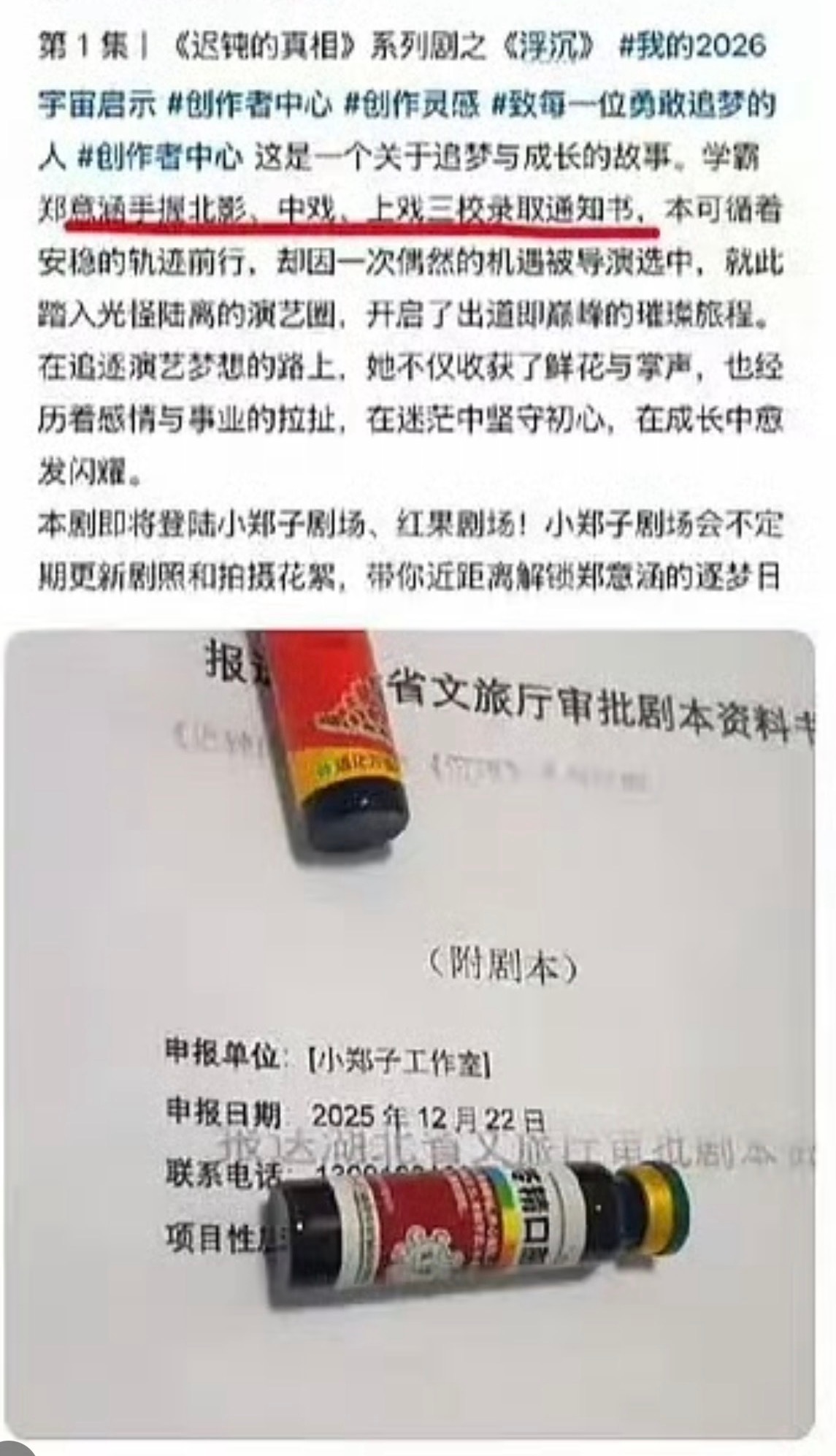 爽子要把她的故事拍成短剧了 ，虽然人还没回国大家喜欢看一代女顶陨落的故事嘛？ 