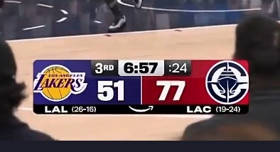 湖人落后快船26分詹姆斯都已经11中3了 湖人vs快船