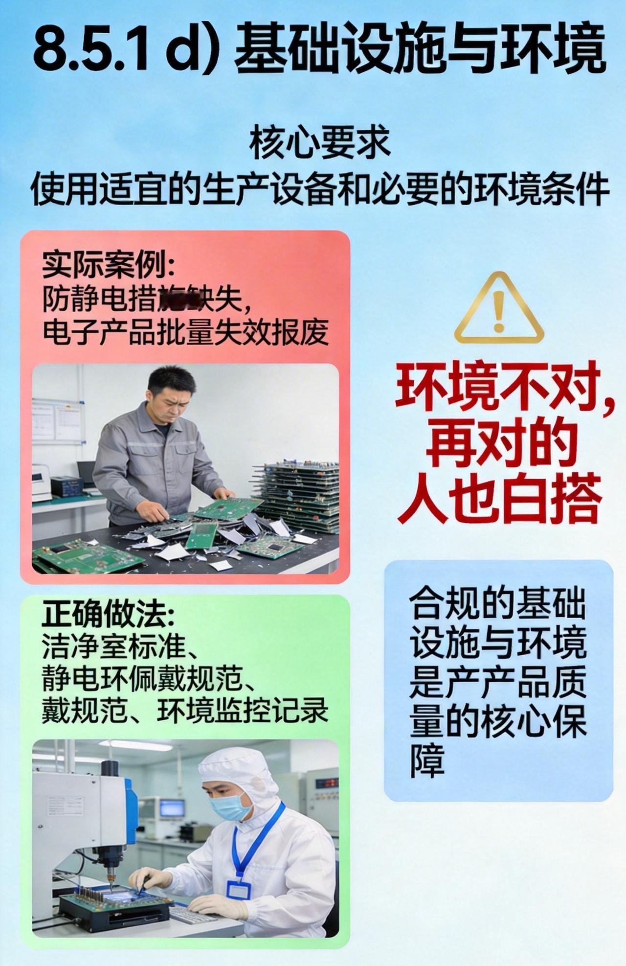 环境不达标，再好的设备也白搭！ISO9001 8.5.1 d)条款核心要求质量 