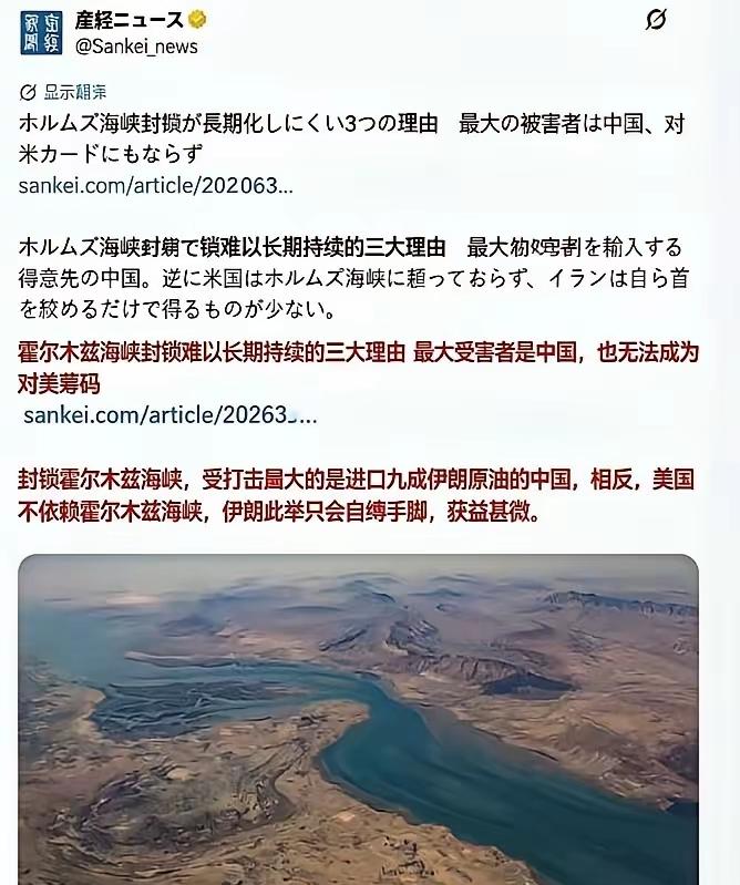 日本还是有明白人的。日本炒作美伊冲突最大的受害者是中国，殊不知日本才是，还有韩国