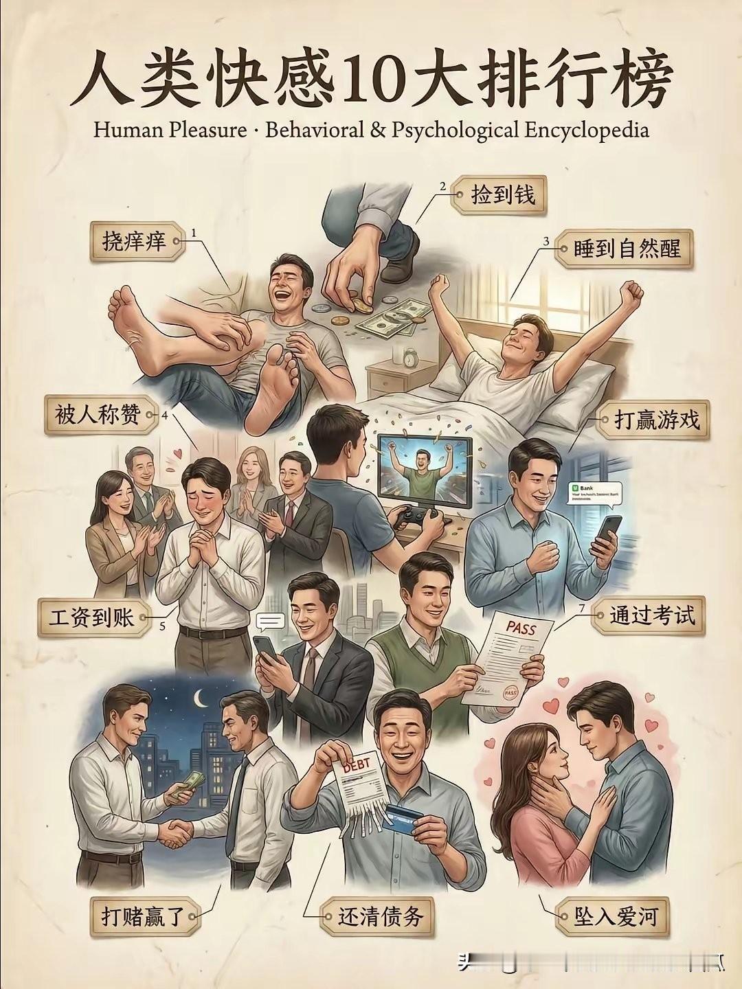 不知道各位觉得人类快感排行如何，
但是我绝对不相信挠痒痒可以排到第一，
反而打赢