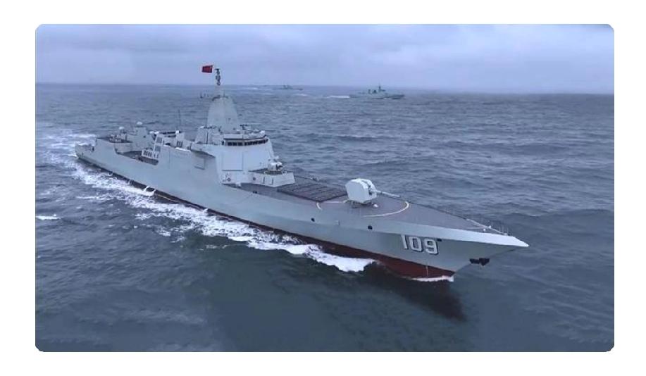 3月8日央视官宣，新批次055万吨大驱109舰、110舰服役，中国海军盾舰总数突
