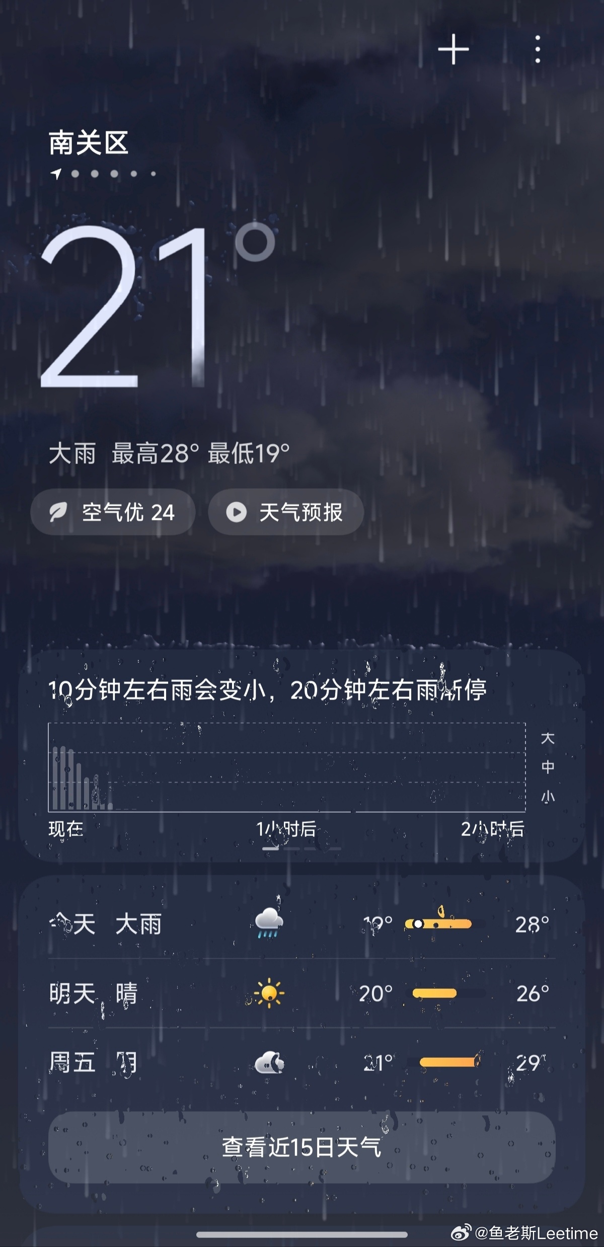东北冷涡，肉眼可见的压迫感...此时窗外，电闪雷鸣，气温被压低至21度。 