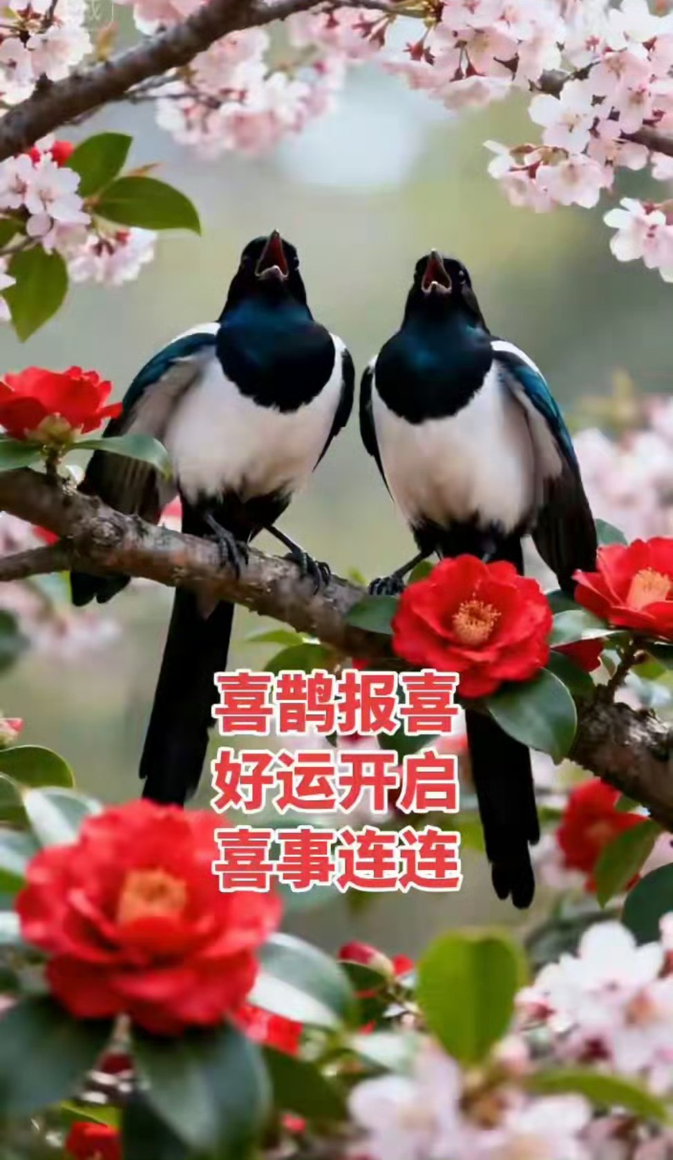 喜鹊报喜，好运开启，喜事连连。 