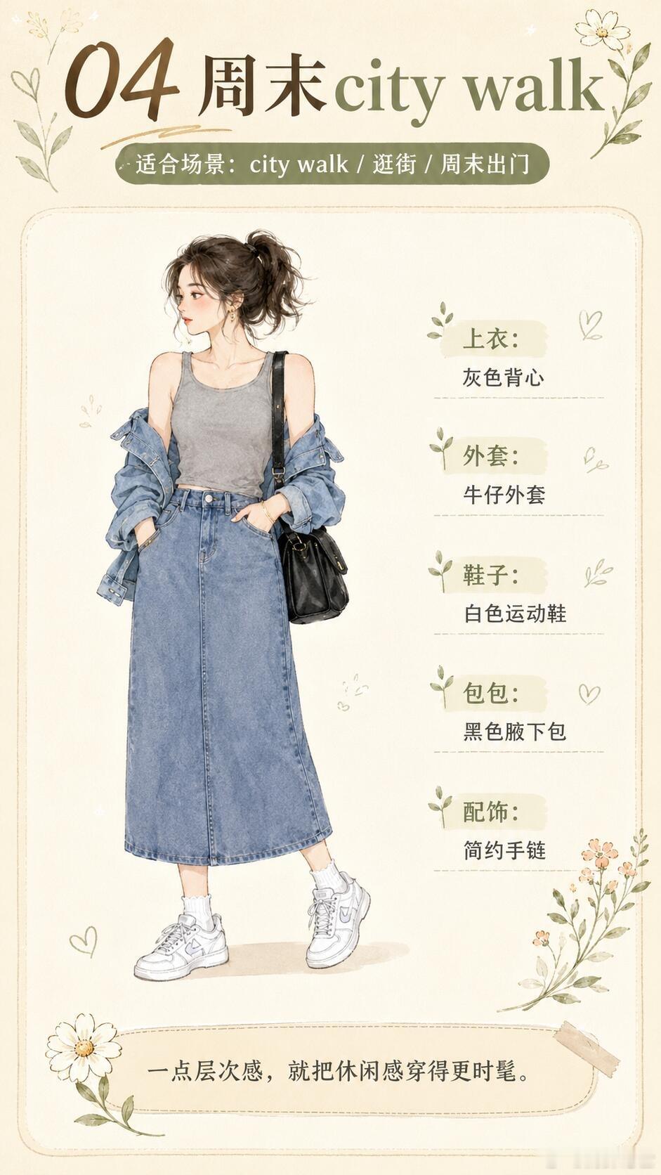 牛仔A字半身裙怎么穿？8套显瘦闭眼入以前总觉得它就是很日常的基础款，随便搭一件上