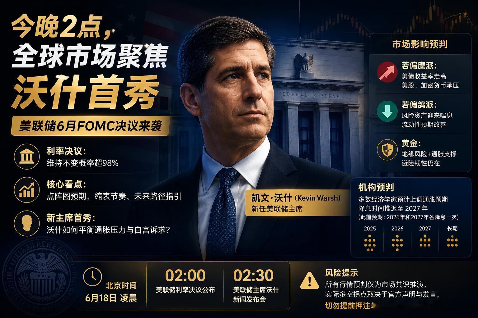 今夜，全球资本市场的聚光灯，都打在一个人身上——凯文·沃什。北京时间凌晨2:00