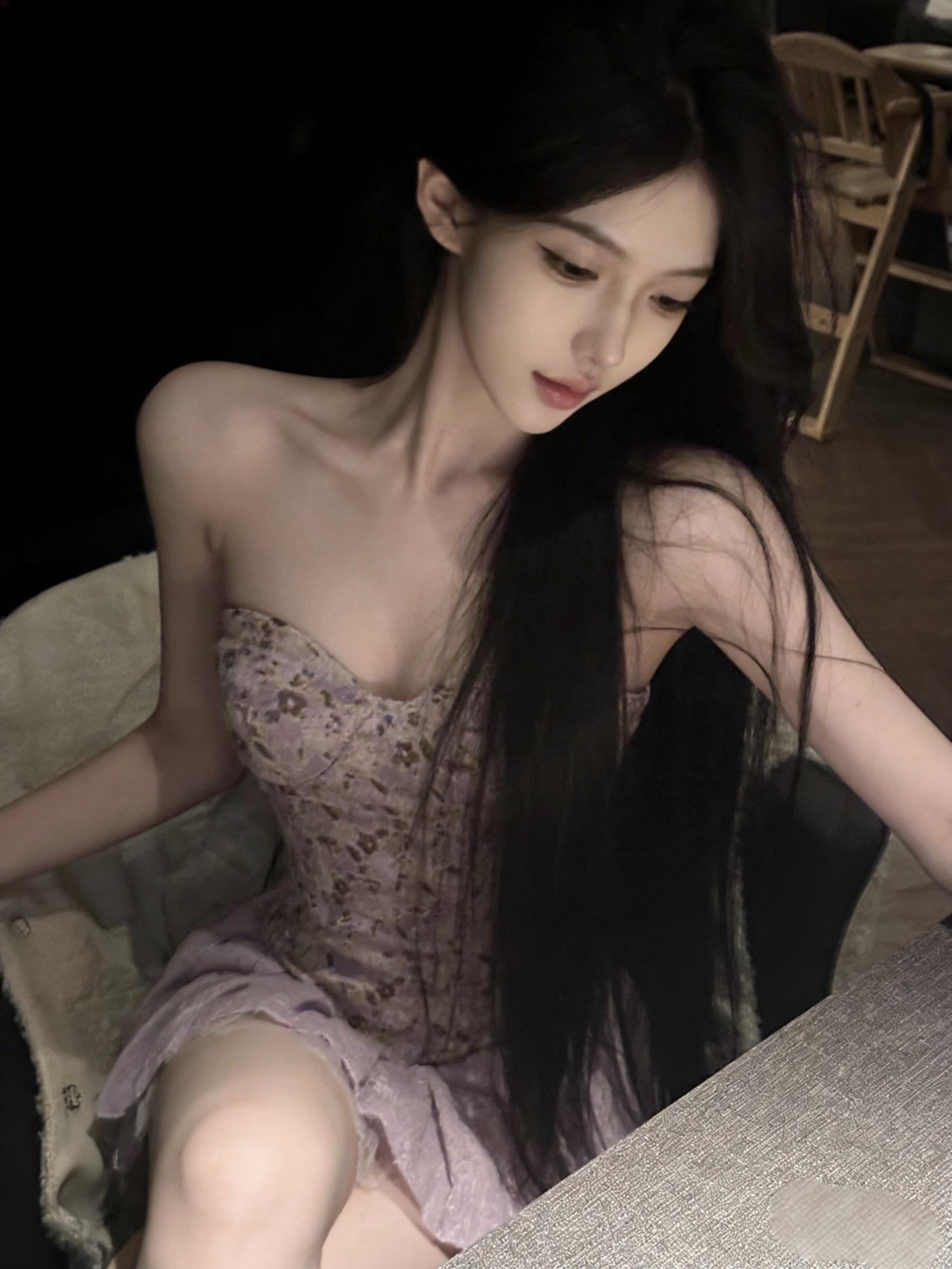 初恋裙 纯欲天花板 紫色妹妹 穿搭 温柔风