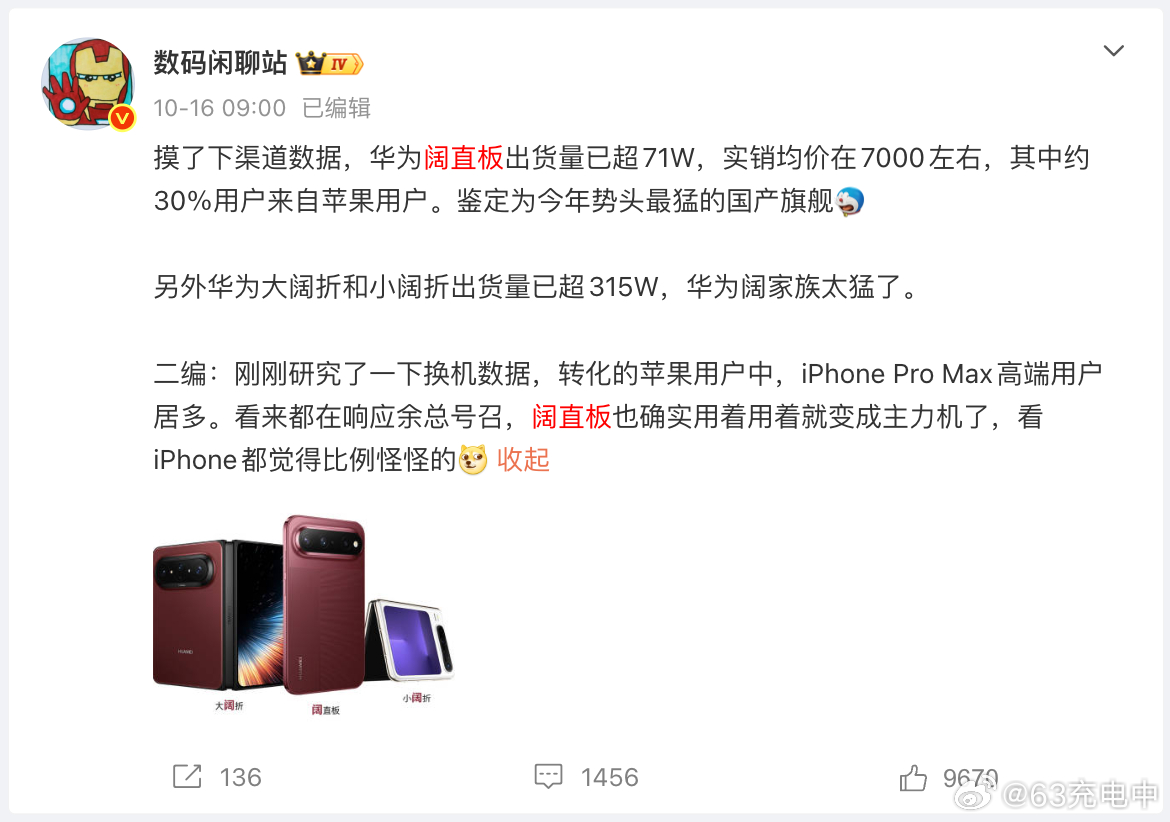月中的时候还是 70 W+ 的出货量，现在已经干到 100 W 了…………应该没