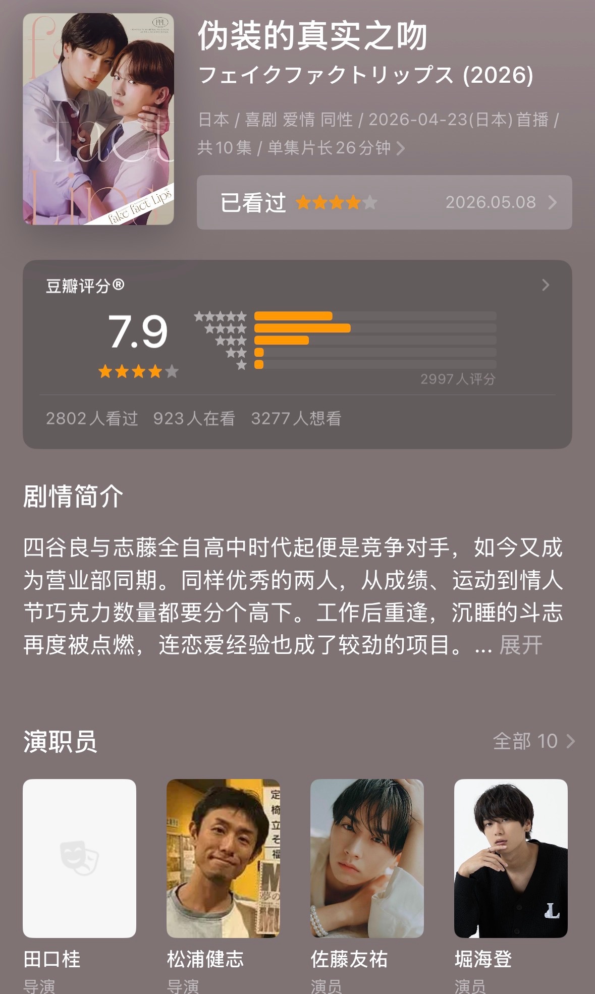 最近在看这两部耽美推荐给大家，日腐《伪装的真实之吻》，虽然有NC有点尬尬的，但是