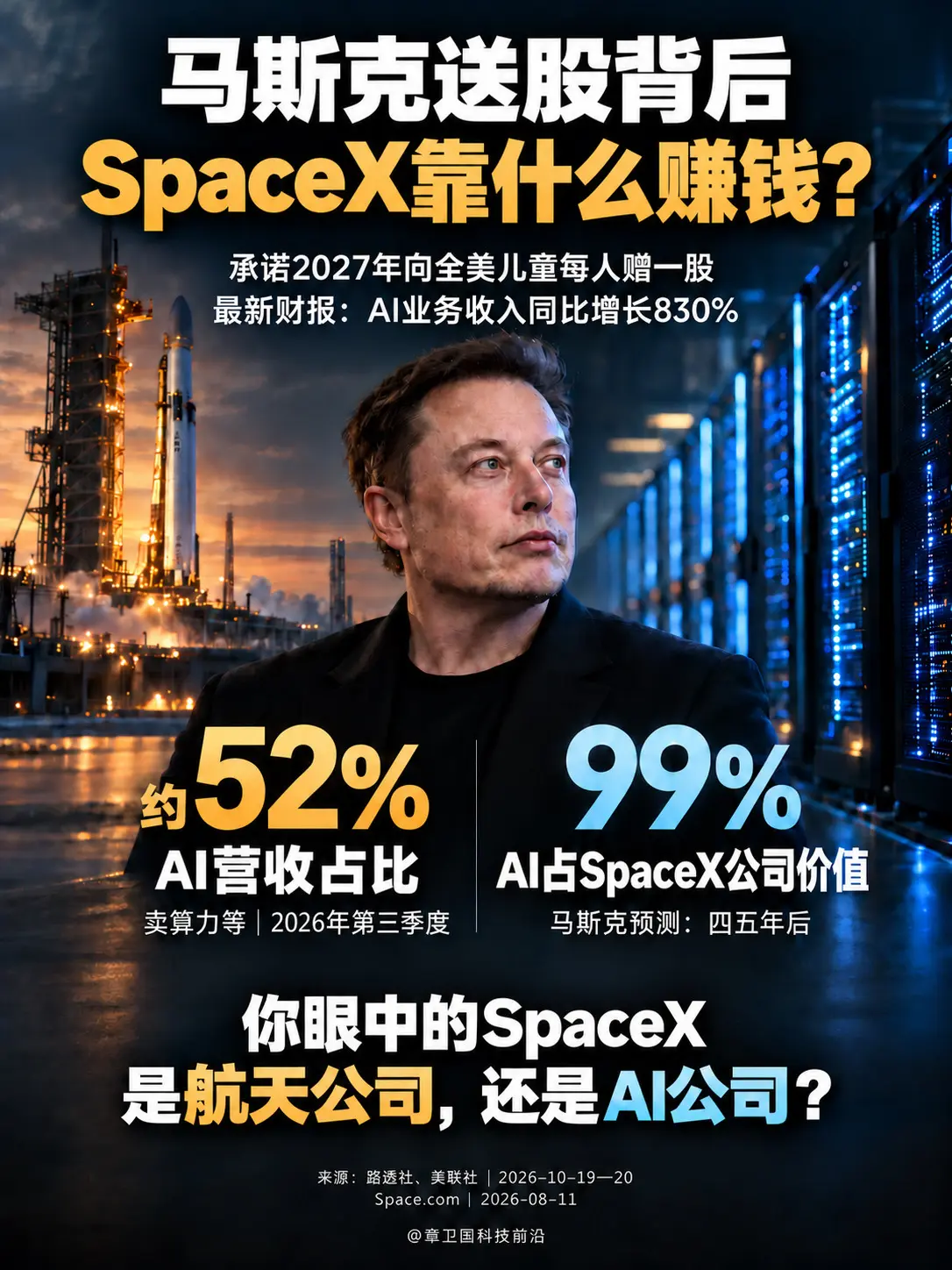 马斯克送股背后，SpaceX靠什么赚钱？AI业务收入同比增长830%...